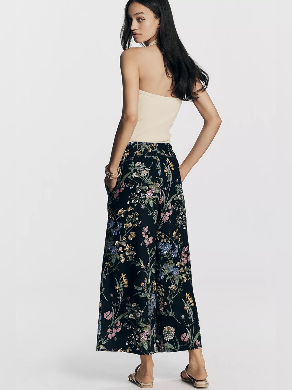 Anthropologie Somerset Linen Pants Pull-On Floral Print Large - Picture 8 of 11